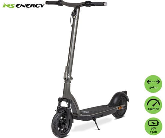 MS ENERGY Urban 500 električni romobil, 25,4 cm, 500 W, do 50 km, 36 V/13 Ah, srebrna