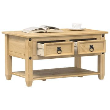 Vidaxl Corona stolić za kavu s ladicama, 85x50x45 cm, borovina