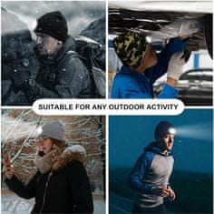 Netscroll Zimska kapa s LED lampom, topla i moderna kapa za noćne aktivnosti, skidiva svjetiljka, idealna za trčanje, kampiranje, ribolov, LightBeanie, osnovni