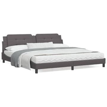 Vidaxl Okvir kreveta s LED svjetlima, sivi, 200x200 cm, umjetna koža