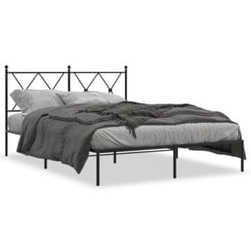 Vidaxl Metalni okvir kreveta s uzglavljem crni 140x190 cm