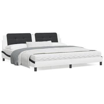 Vidaxl Okvir kreveta s uzglavljem, bijela i crna, 200x200 cm, PU koža