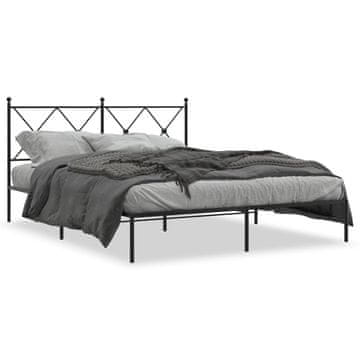 Vidaxl Metalni okvir kreveta s uzglavljem crni 160x200 cm