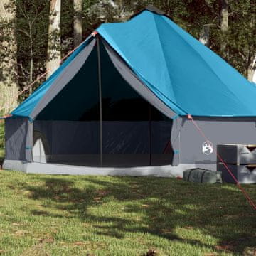 Vidaxl Obiteljski šator Teepee za 8 osoba, plavi, vodootporni