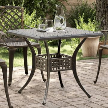 Vidaxl Vrtni stol smeđi 80x80x75 cm lijevani aluminij
