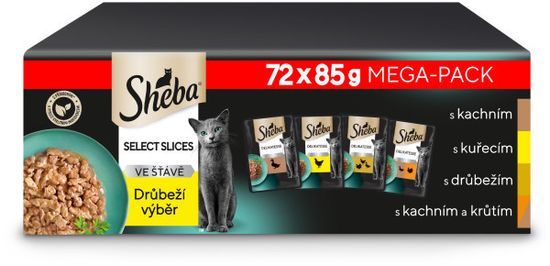 Sheba vrećice peradi u soku za odrasle mačke 72×85 g