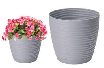 Form-Plastic Siva plastična saksija za cvijeće s tanjurićem 16,7x15,4 cm Sahara