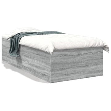 Vidaxl Okvir kreveta, sivi hrast sonoma, 75x190 cm, materijal na bazi drva