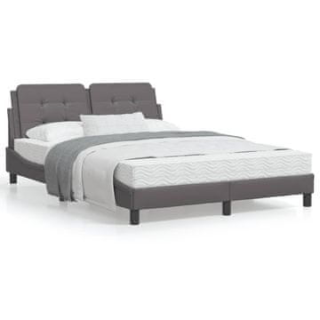 Vidaxl Okvir za krevet s LED svjetlima sivi 140x190 cm umjetna koža
