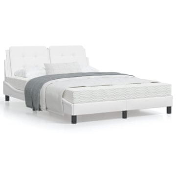 Vidaxl Okvir za krevet s LED rasvjetom bijeli 140x190 cm umjetna koža