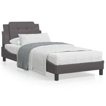 Vidaxl Okvir kreveta s uzglavljem sivi 100x200 cm umjetna koža
