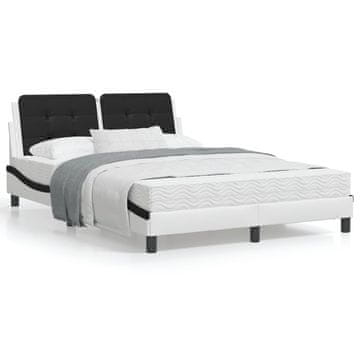 Vidaxl Okvir kreveta s uzglavljem, bijela i crna, 140x200 cm, PU koža