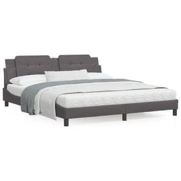 Vidaxl Okvir kreveta s uzglavljem sivi 180x200 cm umjetna koža