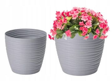 Form-Plastic Siva plastična saksija za cvijeće s tanjurićem 14,7x13,6 cm