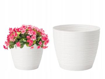 Form-Plastic Bijela plastična saksija za cvijeće s tanjurićem 12,7x11,8 cm