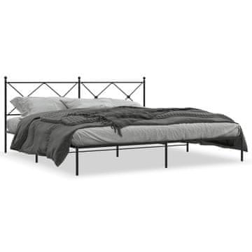 Vidaxl Metalni okvir kreveta s uzglavljem crni 200x200 cm