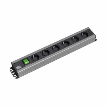 Bachmann Razdjelnik za stalak 6x220V PVC 90° s prekidačem 2m crno/sivi 300.003