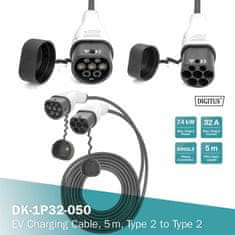Digitus Kabel za punjenje Tip2 32A jednofazni 5m ravni