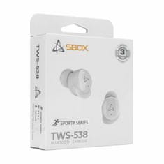 S-box Bijele bluetooth slušalice s mikrofonom EB-TWS538