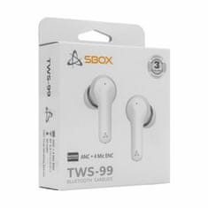 S-box Bijele bluetooth slušalice s mikrofonom EB-TWS99