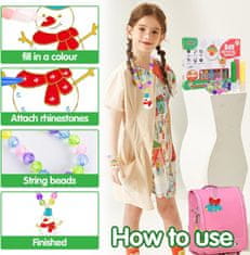 Netscroll Kreativni set za djecu, s motivima dinosaura, DIY igračke, izrada obojanih obeskova s dijamantima, 6 dizajna, potiče maštu i motoriku, ArtCraft, mladići i djevojke