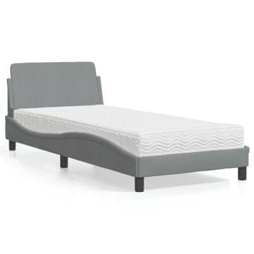 Vidaxl Krevet s madracem, svijetlosiva, 80x200 cm, presvučen tkaninom