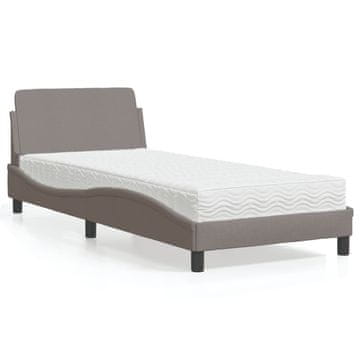 Vidaxl Krevet s madracem, taupe, 90x200 cm, presvlaka od tkanine