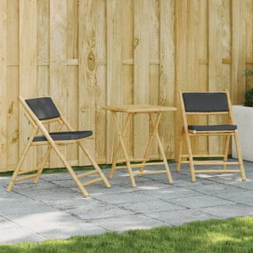 Vidaxl Bistro set od 3 dijela, tamno sivi jastuci, bambus