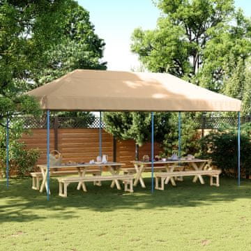 Vidaxl Sklopivi šator za zabavu bež boje 580x292x315 cm