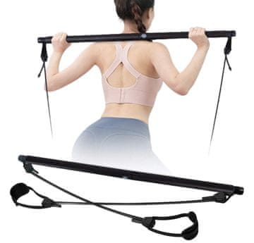 SOLFIT® Fleksibilna pilates palica za vježbanje, elastični štap za oblikovanje tijela (crna) | TONEBAR