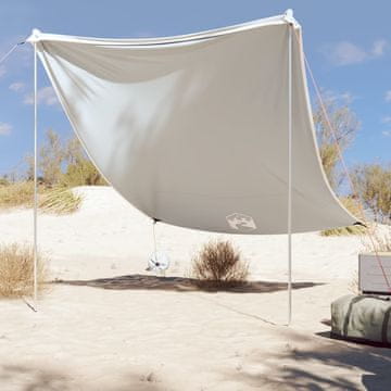 Vidaxl Nadstrešnica za plažu s utezima, siva, 214 x 236 cm