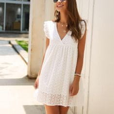 VIVVA® Ljetna haljina, široki kroj, V-izrez, nabrani rukavi | BELLACHIC (bijela, S/M)