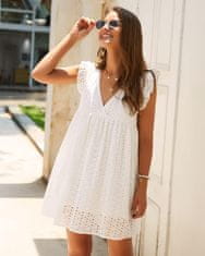 VIVVA® Ljetna haljina, široki kroj, V-izrez, nabrani rukavi | BELLACHIC (bijela, S/M)