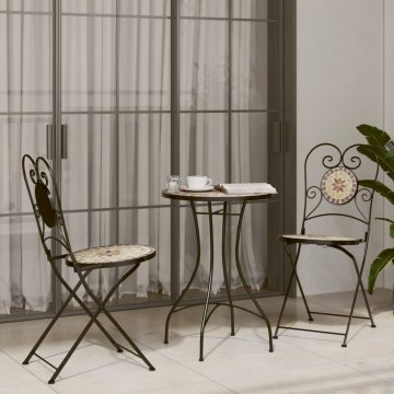 Vidaxl Mozaik bistro set terakota i bijela boja