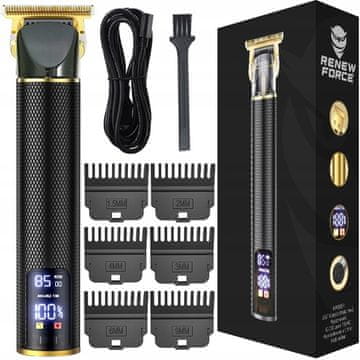 Dexxer Baterija od nehrđajućeg čelika 1300mAh LCD brijač i šišač za kosu i bradu USB crni