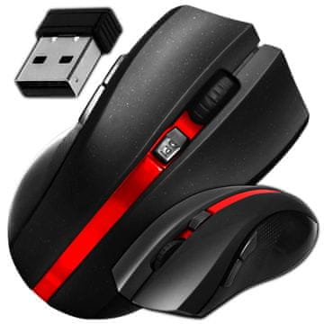 Dexxer Bežična baterija. 350mAh optički USB miš za igranje 1600DPI LED crni