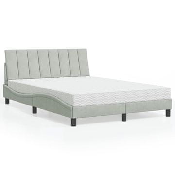 Vidaxl Krevet s madracem, svijetlosiva, 140x190 cm, baršun
