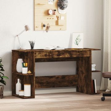 Vidaxl Radni stol, dimljeni hrast, 140x50x75 cm, materijal na bazi drva