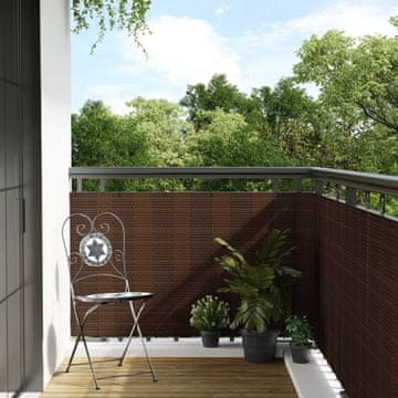 Vidaxl Balkonska pregrada smeđa i crna 600x80 cm poli ratan