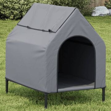 Vidaxl Pseći boks, siva oxfordska tkanina i čelik