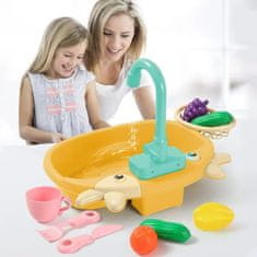 JOJOY® Dječji kuhinjski set s umivaonikom i tekućom vodom, interaktivna igračka s dodacima za igru | SINKIFUN