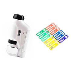 Netscroll 2-u-1 edukativni set za male istraživače: prijenosni dječji mikroskop + 12 uzoraka za promatranje, s LED svjetlom i povećanjem do 120x, DiscoverBundle