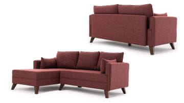 Atelier Del Sofa Kutna garnitura na razvlačenje, Bordo crvena, Bella Corner Sofa Left 2 - Claret Red