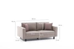 Atelier Del Sofa Dvosjed, Krem, Kale Linen - Cream