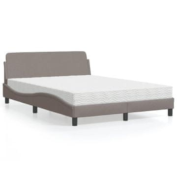 Vidaxl Krevet s madracem, taupe, 120x200 cm, presvučen tkaninom