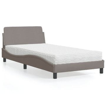 Vidaxl Krevet s madracem, taupe, 100x200 cm, presvučen tkaninom