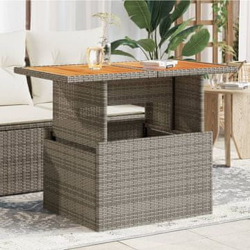Vidaxl Vrtni stol sivi 100x55x73 cm poli ratan i akacija drvo