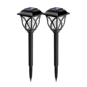 Netscroll Set 2x solarne vrtne lampe, automatsko punjenje i paljenje, bijelo svjetlo, otporne na vremenske uvjete, 6–8 h rada, idealno za staze, dvorišta i vrtove, PathwayLights