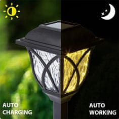 Netscroll Set 2x solarne vrtne lampe, automatsko punjenje i paljenje, bijelo svjetlo, otporne na vremenske uvjete, 6–8 h rada, idealno za staze, dvorišta i vrtove, PathwayLights