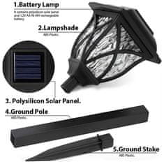 Netscroll Set 2x solarne vrtne lampe, automatsko punjenje i paljenje, bijelo svjetlo, otporne na vremenske uvjete, 6–8 h rada, idealno za staze, dvorišta i vrtove, PathwayLights